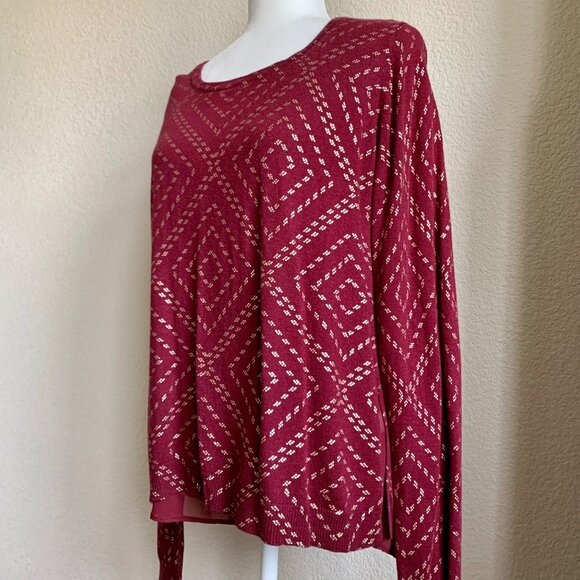 Lucky Brand Dotted Diamond Sweater with Chiffon Underlay Size L - Picture 2 of 6
